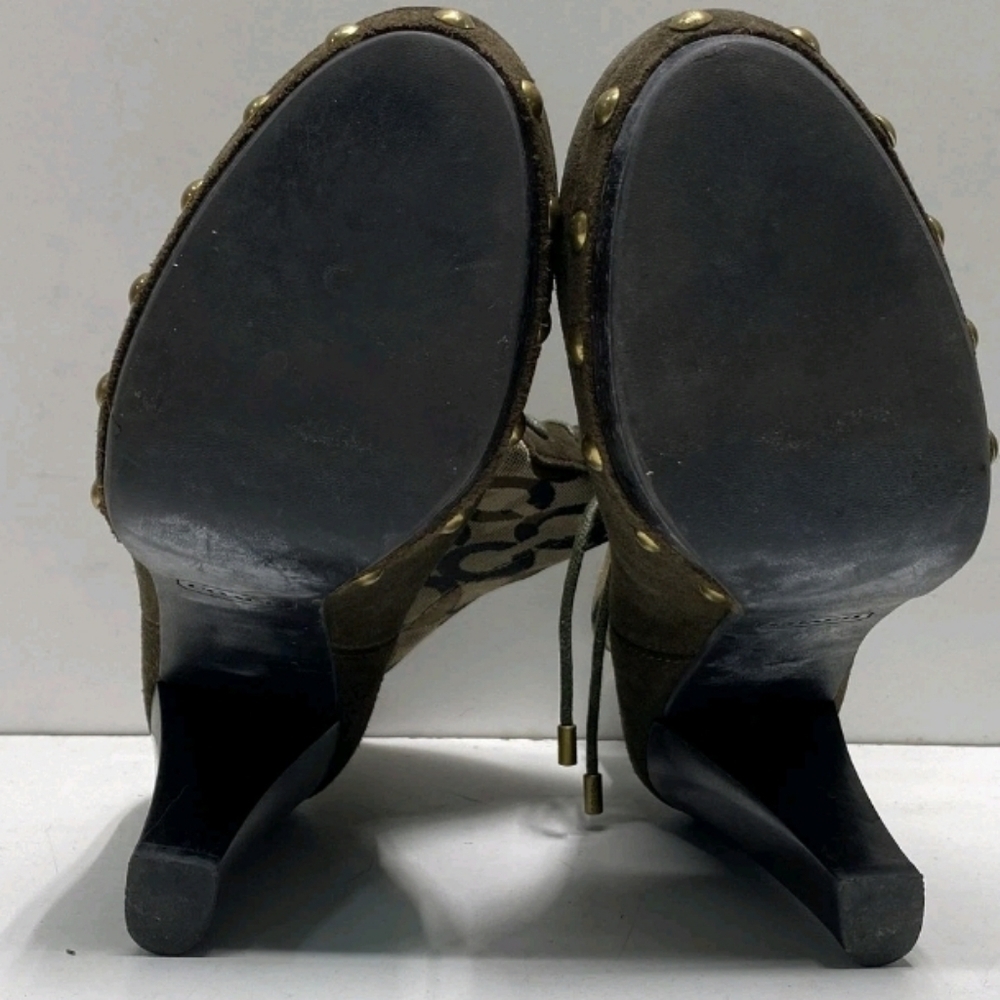 Coach Women's Olive and Brown Heeled Boots - Picture 4 of 6